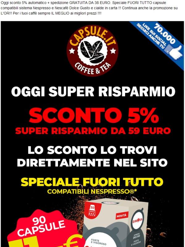 😲 OGGI 126 cialde a 13,93 euro + ALTRE PROMO