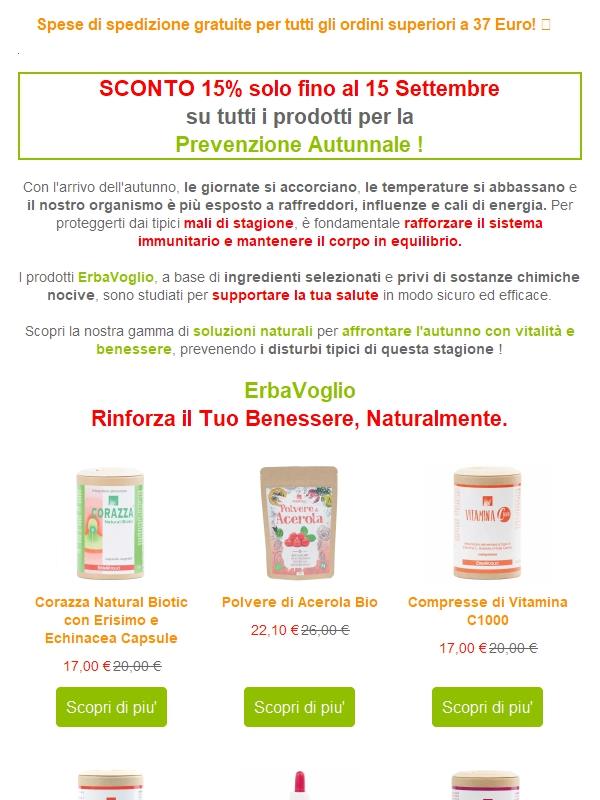  Sconto 15 Prevenzione Autunnale Con ErbaVoglio Jekoo