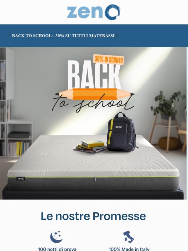 🚌 zenO Materasso, back to school: 30% di sconto su tutti i materassi