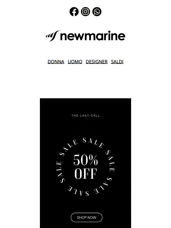 Ultimi saldi al 50% OFF