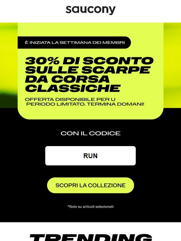 30% di sconto sulle scarpe da corsa classiche