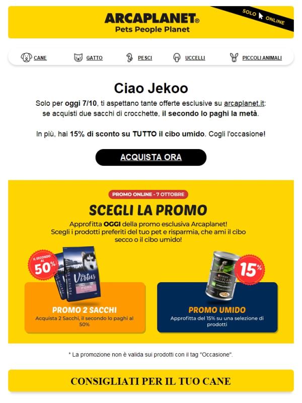 Promo DUE SACCHI + 15% sul cibo umido 😎
