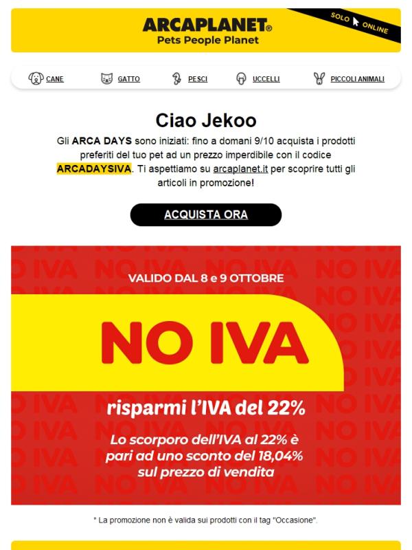 ARCA DAYS: scopri la promo NO IVA! 🐾