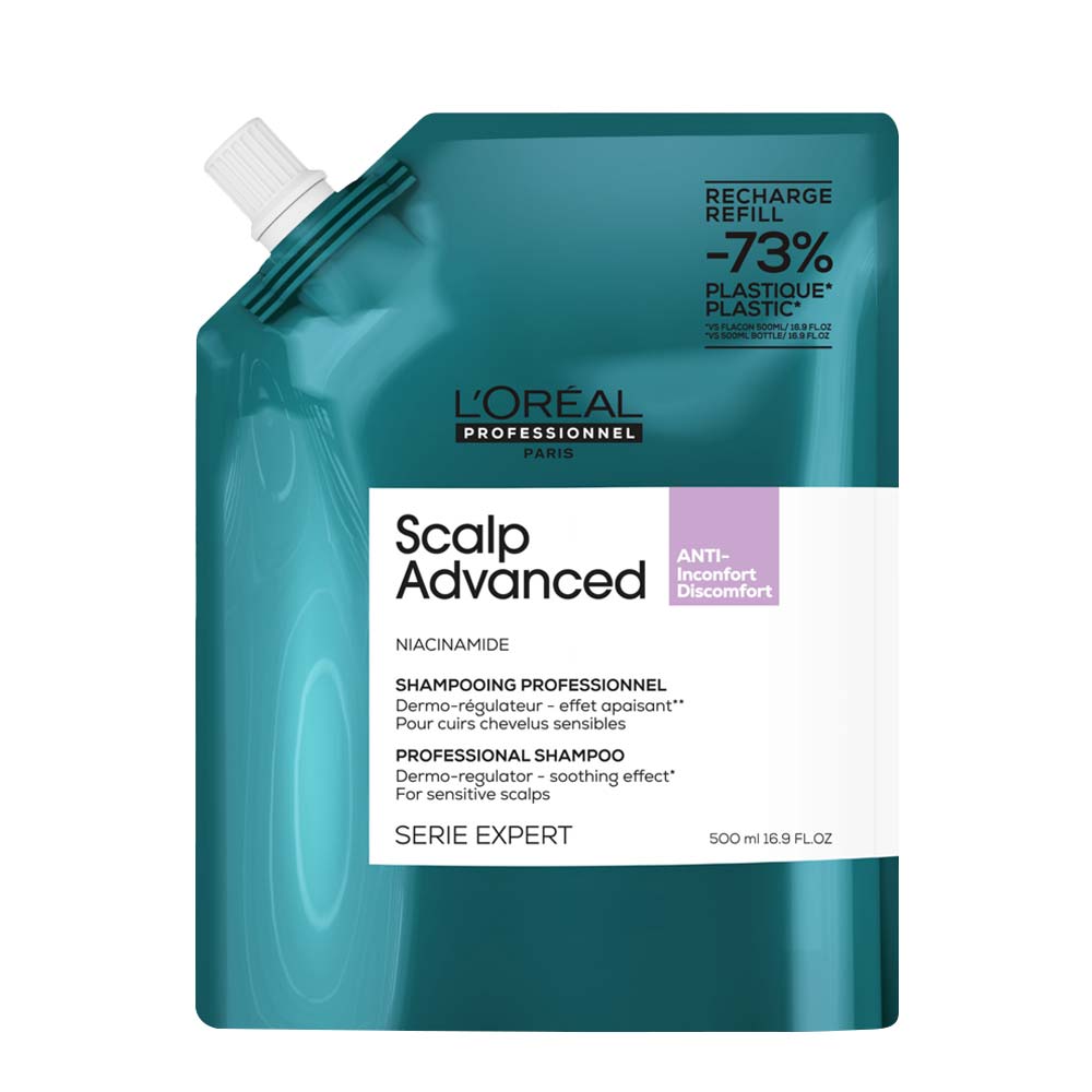 Image of L'Oreal Professionnel Paris Scalp Advanced Anti-Discomfort Shampoo Refill 500ml -  eco-ricarica shampoo lenitivo