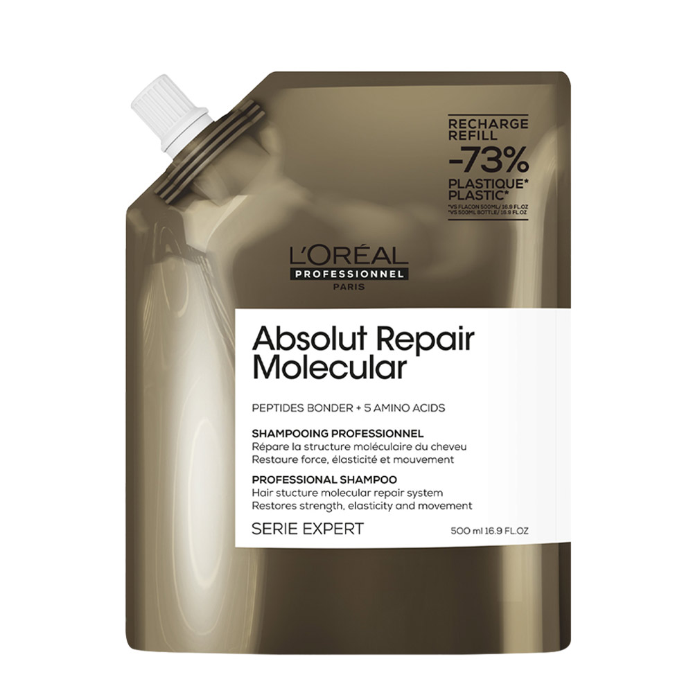 Image of L'Oreal Professionnel Serie Expert Absolut Repair Molecular Shampoo Refill 500ml - eco-ricarica shampoo riparatore