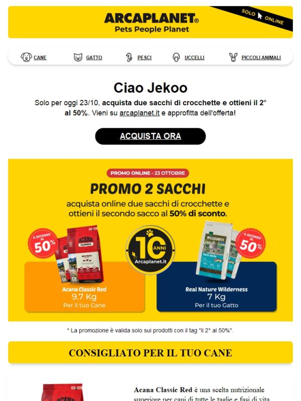 Compra due sacchi, il 2° è al 50% 🛍️
