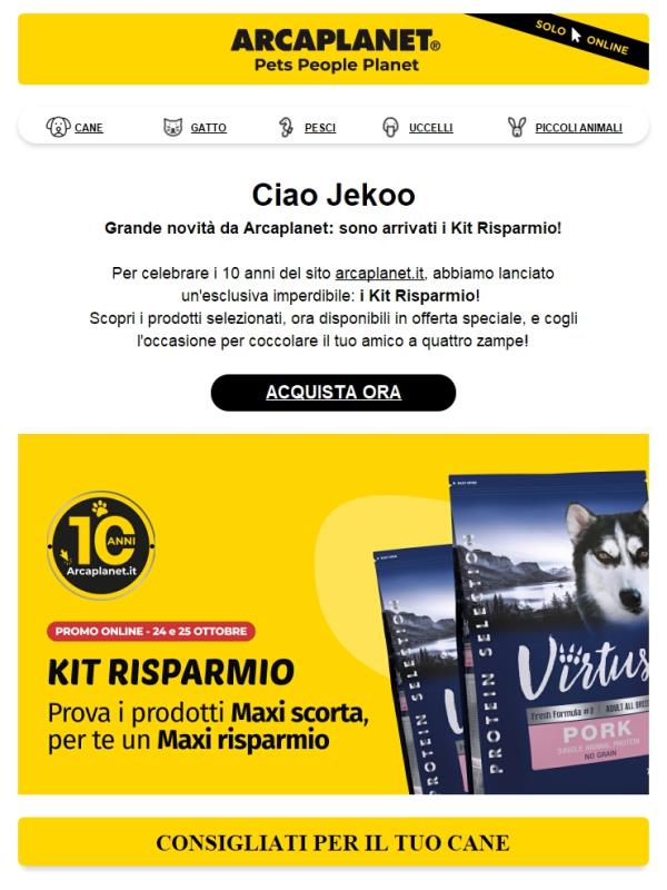 Festeggia i 10 anni di Arcaplanet.it con i KIT RISPARMIO 🥳