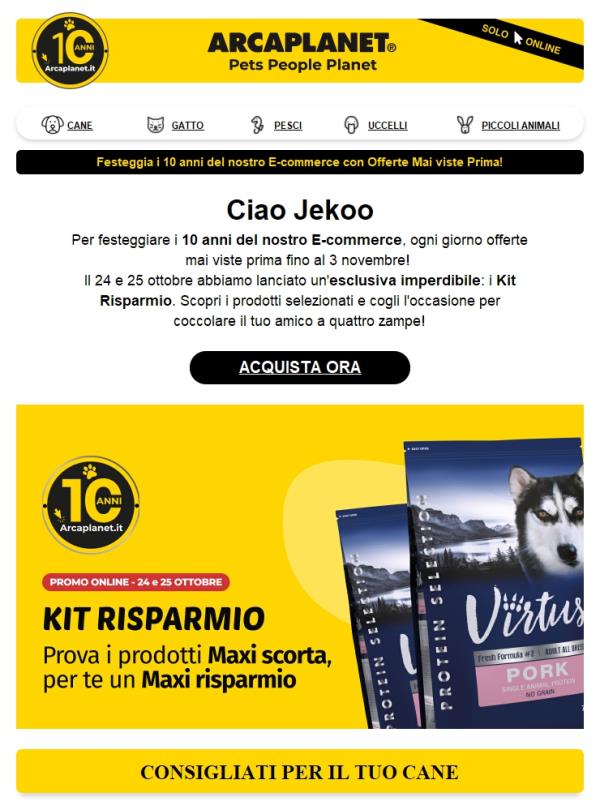 Festeggia i 10 anni di Arcaplanet.it con i KIT RISPARMIO 🥳