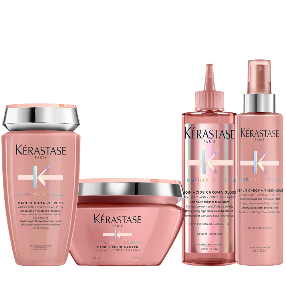 Image of Kerastase Chroma Absolu Bain Riche Chroma Shampoo250ml Fluide250ml Mask200ml Serum Thermique150ml