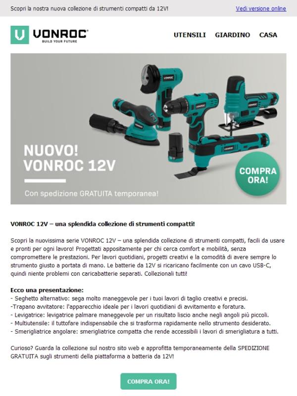 Nuovo: VONROC 12V! Ora temporaneamente con SPEDIZIONE GRATUITA!⚡