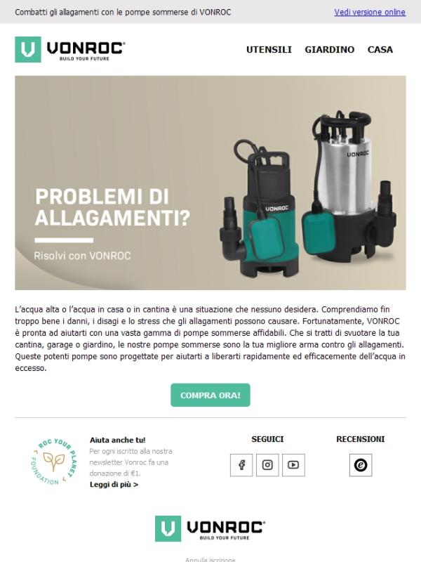 Allagamenti? Pompe sommerse VONROC! 🌧️