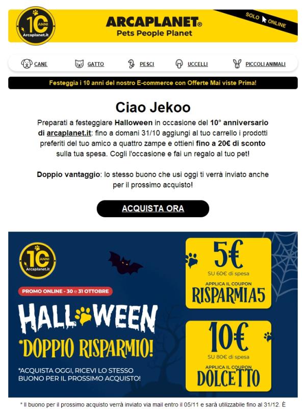 Promo Halloween 🎃 Per te, fino a 20€ di sconto!