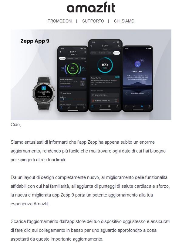 L'app Zepp è stata aggiornata! Scopri le novità e i miglioramenti