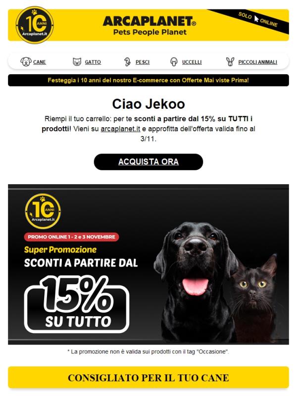 Dal 15% di sconto su TUTTO 🤩