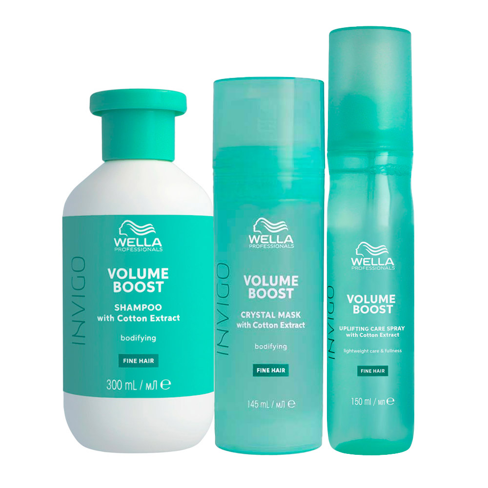 Image of Wella Invigo Volume Boost Shampoo 300ml Crystal Mask 150ml Spray 150ml