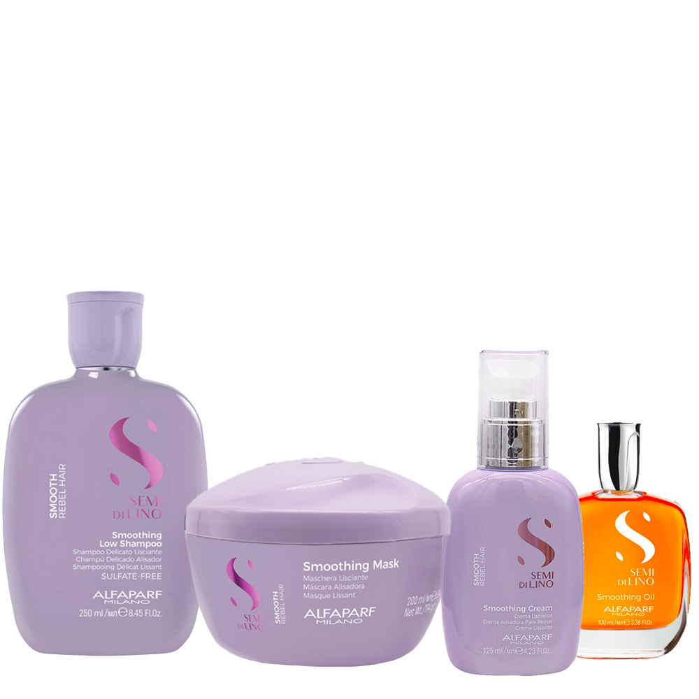 Image of Alfaparf Semi di Lino Smoothing Kit Shampoo 250ml Maschera 200ml Crema 125ml Oil 100ml