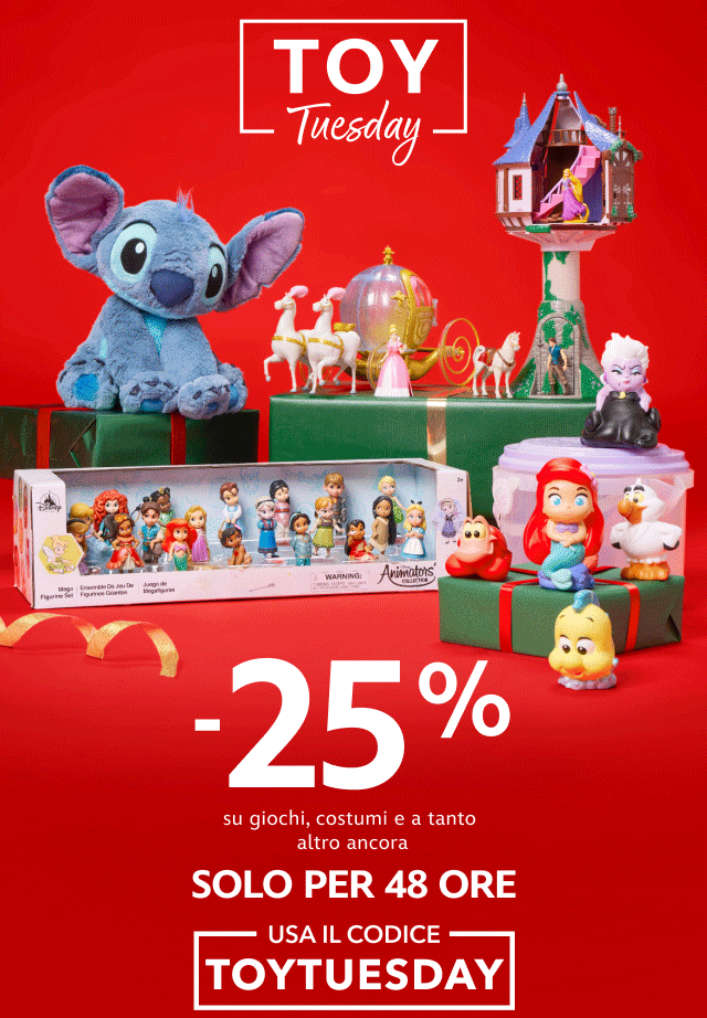 TOY Tuesday -25% su giochi, costumi e a tanto altro ancora SOLO PER 48 ORE - USA IL CODICE TOYTUESDAY
