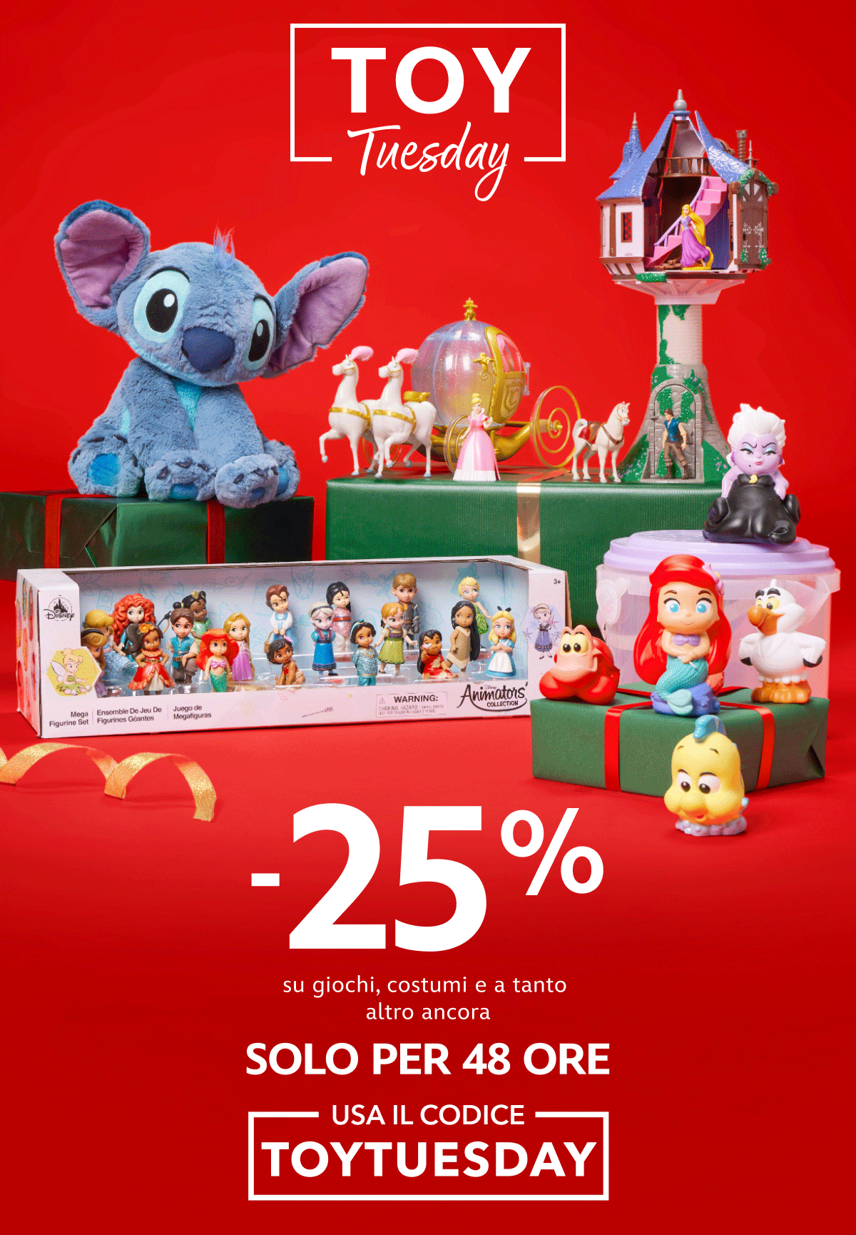 TOY Tuesday -25% su giochi, costumi e a tanto altro ancora SOLO PER 48 ORE - USA IL CODICE TOYTUESDAY