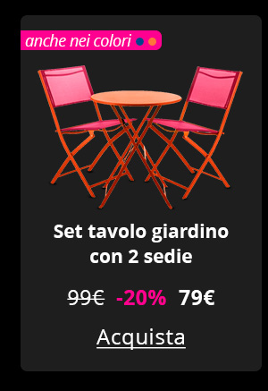 Set tavolo giardino con 2 sedie