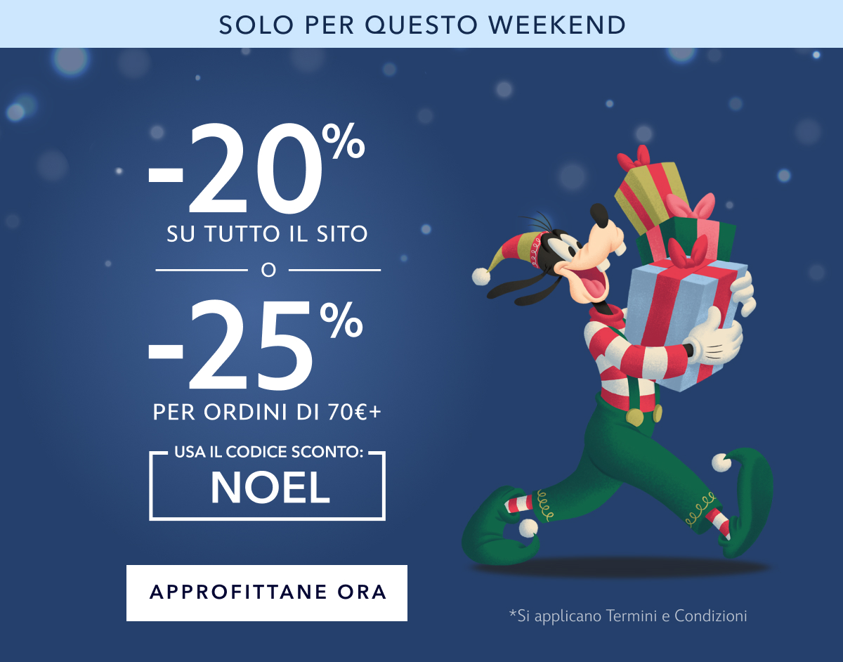 SOLO PER QUESTO WEEKEND -20% SU TUTTO IL SITO O -25% PER ORDINI DI 70€+ - USA IL CODICE SCONTO: NOEL - APPROFITTANE ORA - *Si applicano Termini e Condizioni