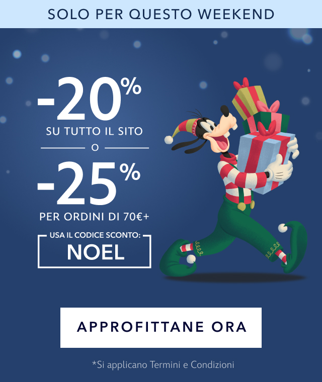 SOLO PER QUESTO WEEKEND -20% SU TUTTO IL SITO O -25% PER ORDINI DI 70€+ - USA IL CODICE SCONTO: NOEL - APPROFITTANE ORA - *Si applicano Termini e Condizioni