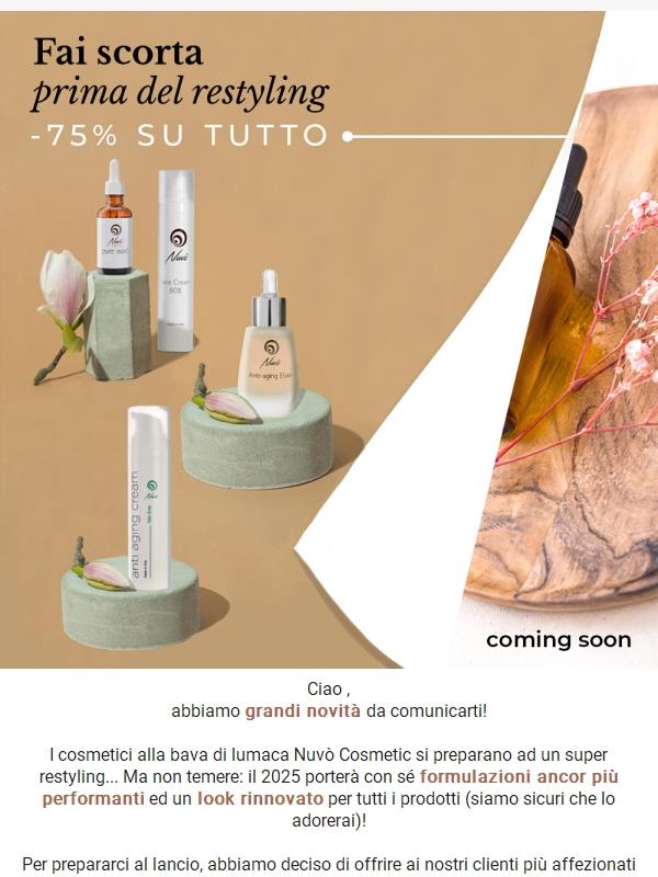 -75% su tutti i prodotti! Preparati al nuovo look Nuvò ⌛