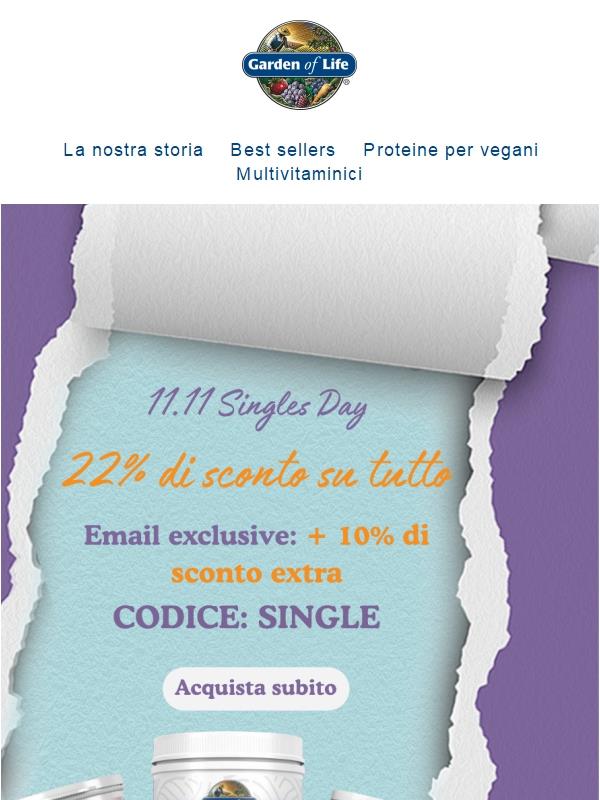 22% di sconto su tutto + 10% di sconto extra