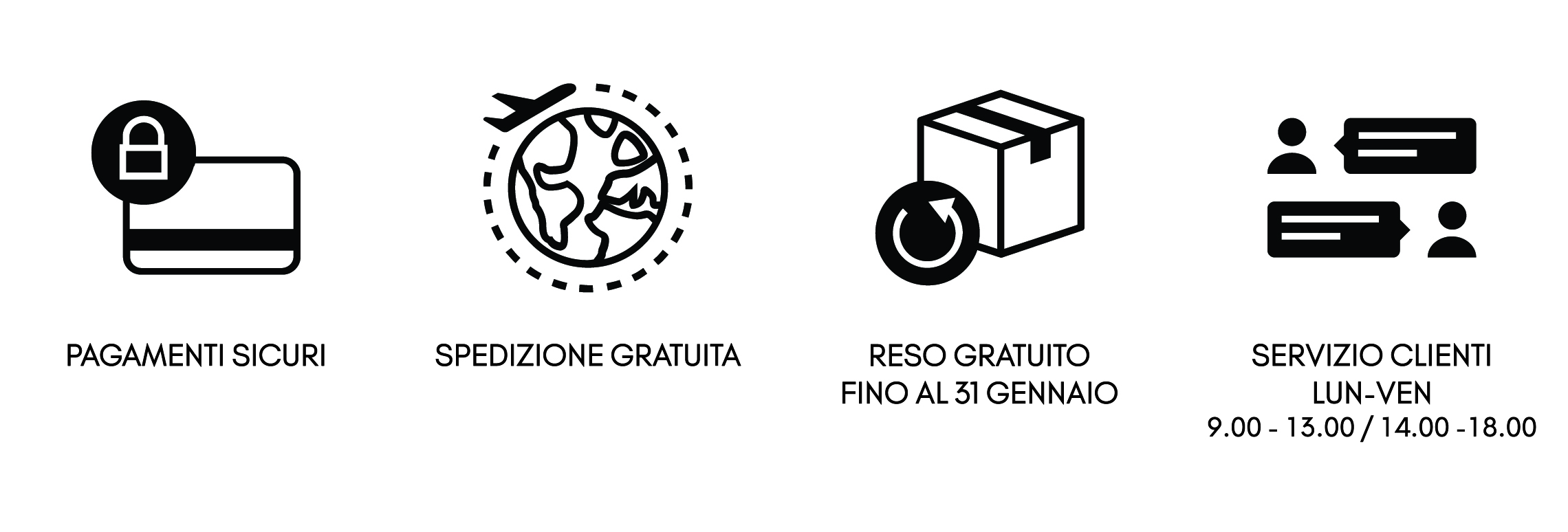Shopping da Mia Burton: pagamenti sicuri, spedizione gratuita, reso gratuito entro 30 giorni, servizio clienti dal lunedì al venerdì, dalle 9 alle 13 e dalle 14 alle 18