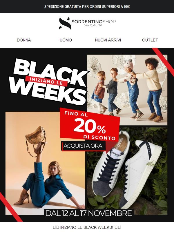 Black Weeks: sconti fino al 20%