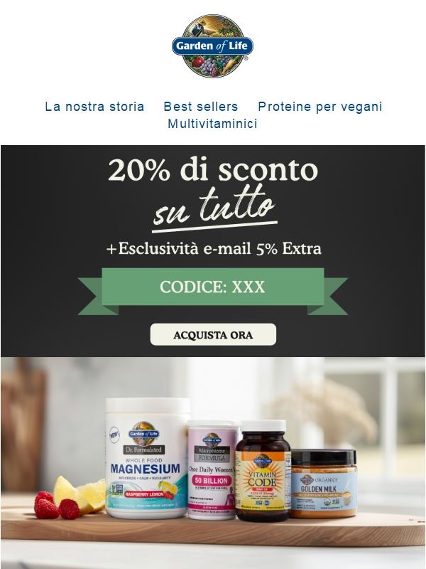 Affrettati! 20% di sconto SU TUTTO!