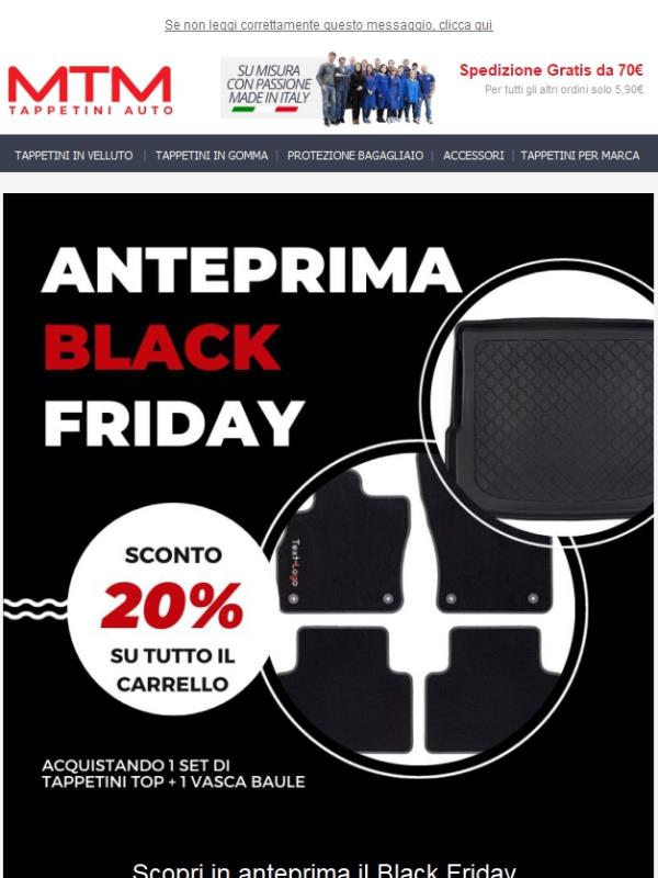 🎉 Anteprima Black Friday MTM: Sconto 20% e Spedizione Gratuita!