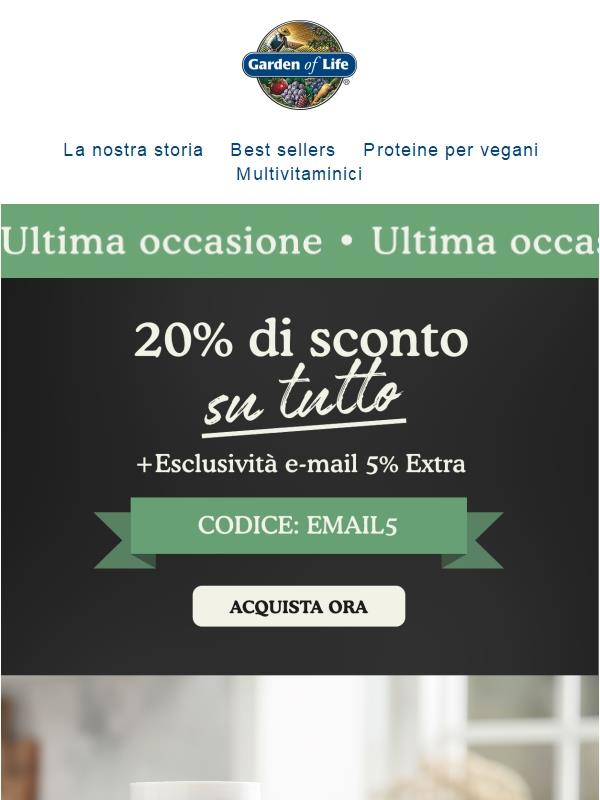 Ultima occasione per approfittare del 5% di sconto EXTRA!