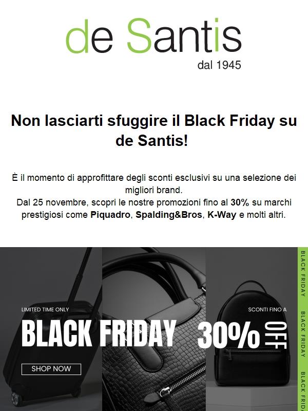 Black Friday de Santis: fino al 30% di sconto