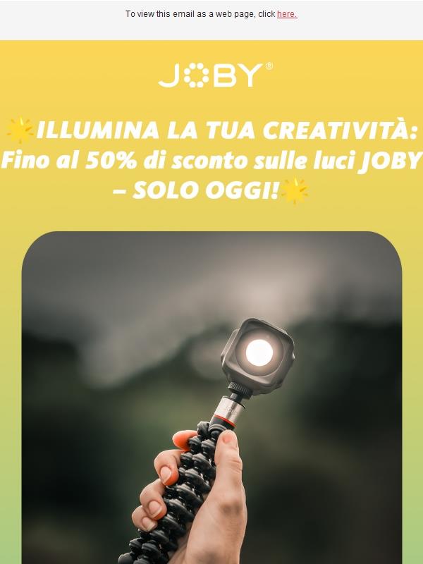 Fino al 50% di sconto sulle luci JOBY – SOLO OGGI!