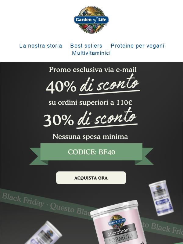 40% DI SCONTO su tutto il sito