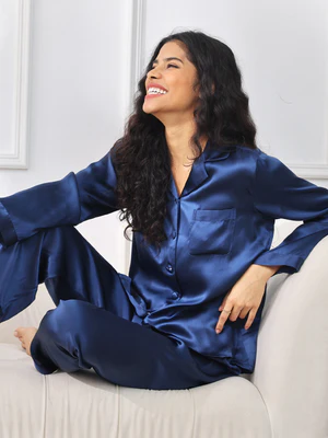 Image of Seta pura Button Up Pigiami da donna