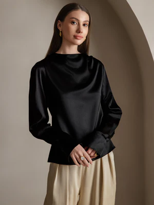 Image of 19 Momme Camicia Casual in Seta a Maniche Lunghe