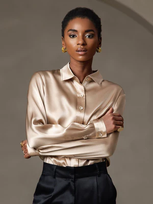 Image of 19 Momme Camicia Basic In Seta Alla Moda
