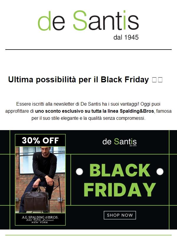 Black Friday de Santis: La tua occasione per Spalding&Bros termina oggi! 💼