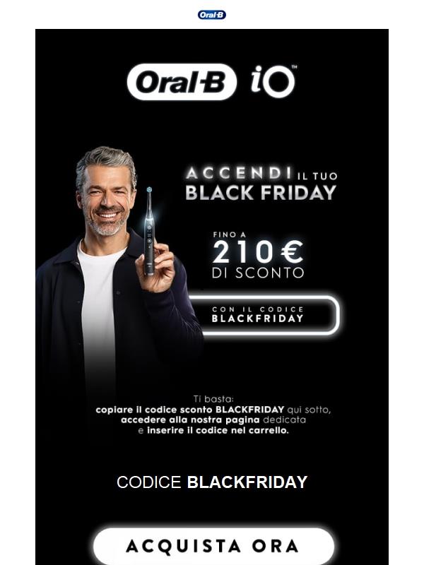 Approfitta ora delle offerte Oral-B di Black Friday e ottieni fino a 210€ di sconto!