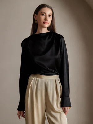 Image of 19 Momme Camicia Casual in Seta a Maniche Lunghe