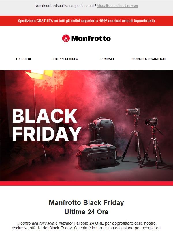 Ultima occasione! Il Black Friday di Manfrotto sta per finire.