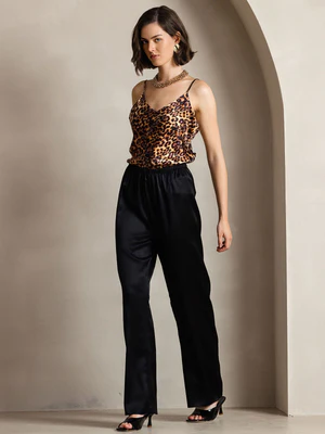 Image of 19Momme Pantaloni alla Moda con Vita Alta e Gamba Larga