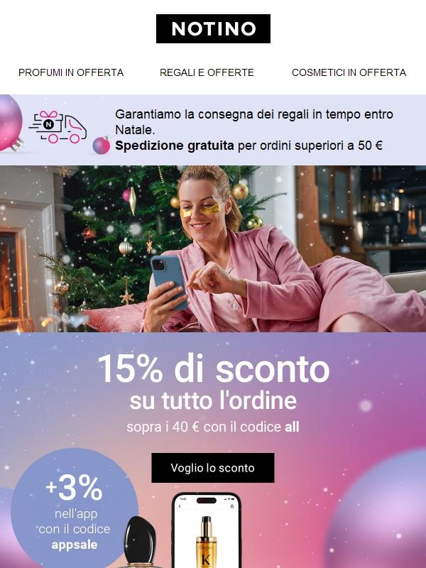 15% DI SCONTO SU TUTTO L'ORDINE