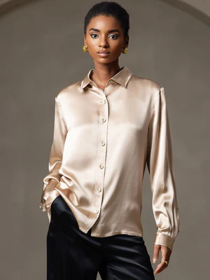 Image of 19 Momme Camicia Basic In Seta Alla Moda