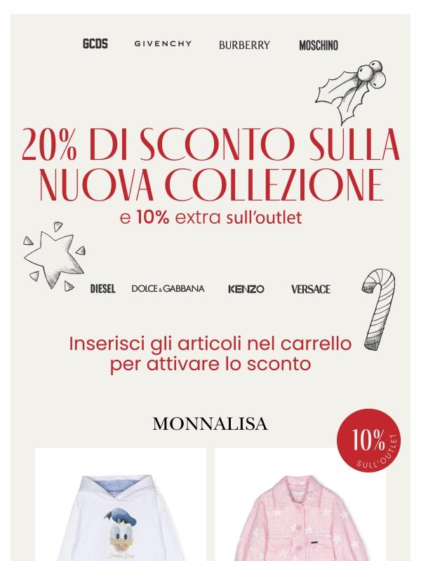 -20% sulle nuove collezioni + 10% extra nell'outlet ✨