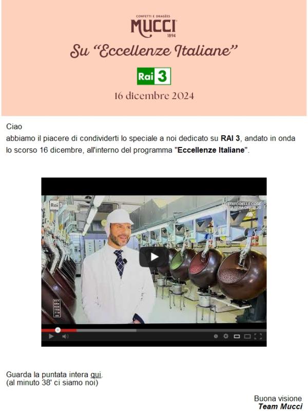 Mucci su "Eccellenze Italiane" RAI3