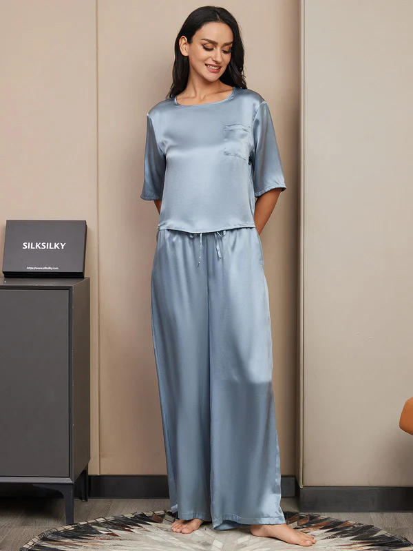 Image of Set Pigiama Da Donna In Pura Seta