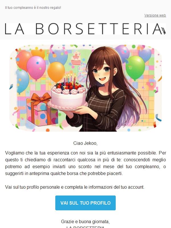 Jekoo,  Compila il tuo profilo e ti manderemo un regalo per il tuo compleanno