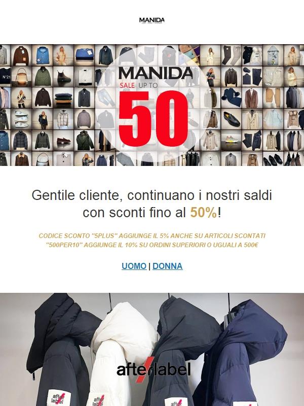 Copia di MANIDA.IT | Sconti fino al 50% + Codice promozionale!